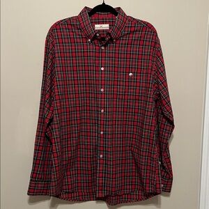 Cotton Brothers Red and Green Plaid Button-Down Shirt perfect for Christmas!